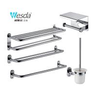 A8609 Wholesale Modern Double-Layer 304 Stainless Steel Towel Rod Wall-Mounted Bathroom Rack with To